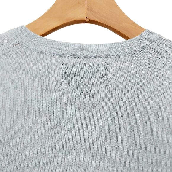 Black Brown 1826 Sweater Mens Medium Light Blue Fine Merino Wool Knit V-Neck - Picture 5 of 10